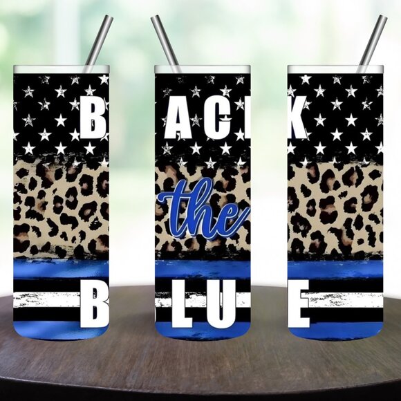 Back the Blue Stainless Steel 20oz Skinny Tumbler - Picture 1 of 6